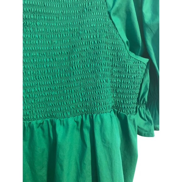 Cato’s Green Smocked Babydoll Top Ruffle Sleeves Square Neckline Womens XL Boho - Picture 10 of 11